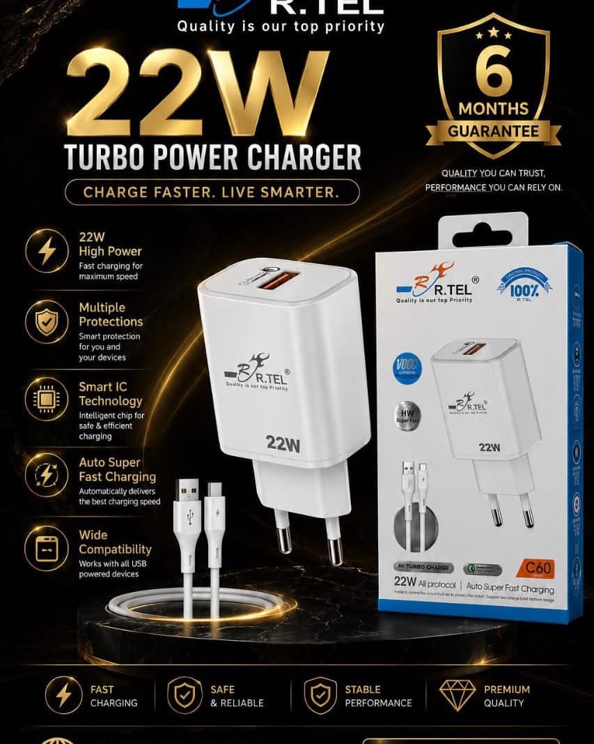 R.TEL C60 22W Charger with Micro USB Cable