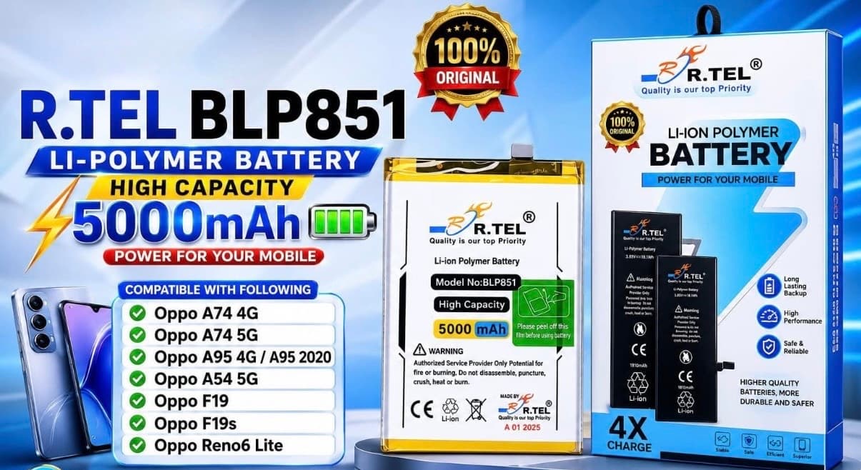 BLP851 COMPATIBLE WITH FOLLOWING Oppo A74 4G Oppo A74 5G Oppo A95 4G / A95 2020 Oppo A54 5G Oppo F19 Oppo F19s Oppo Reno6 Lite
